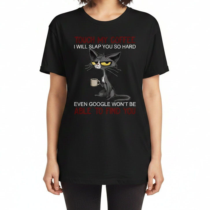 Touch My Coffee women's graphic T-shirt in black