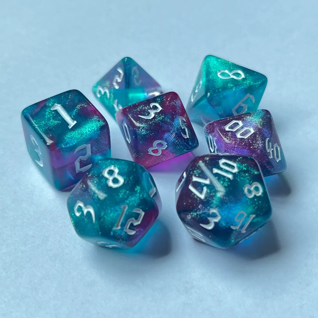 Colourful 7 Piece Resin Dice Sets