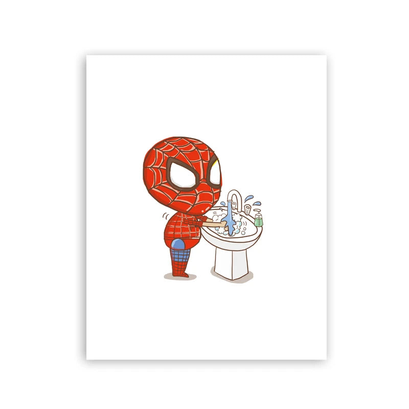 Toilet Humour Wall Art featuring Superheros
