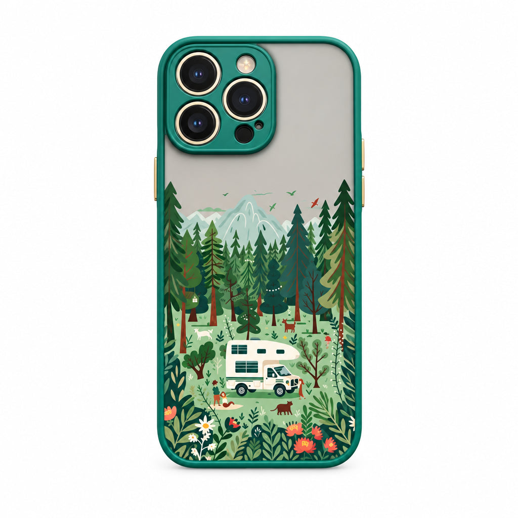 Mountain and forest camper van phone case