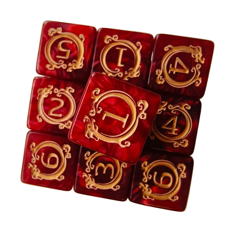Red dragon D6 dice set