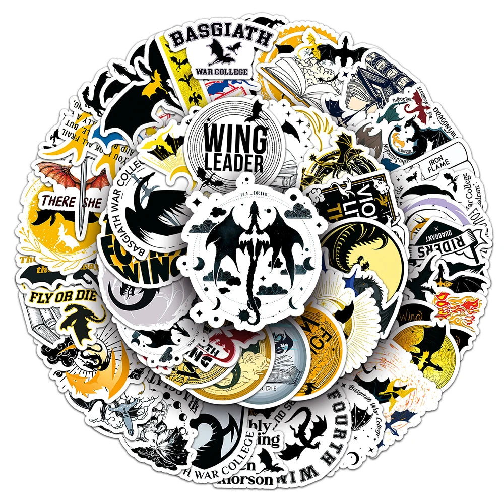 Fourth Wing Book Series Cartoon Stickers 10/30/50pcs