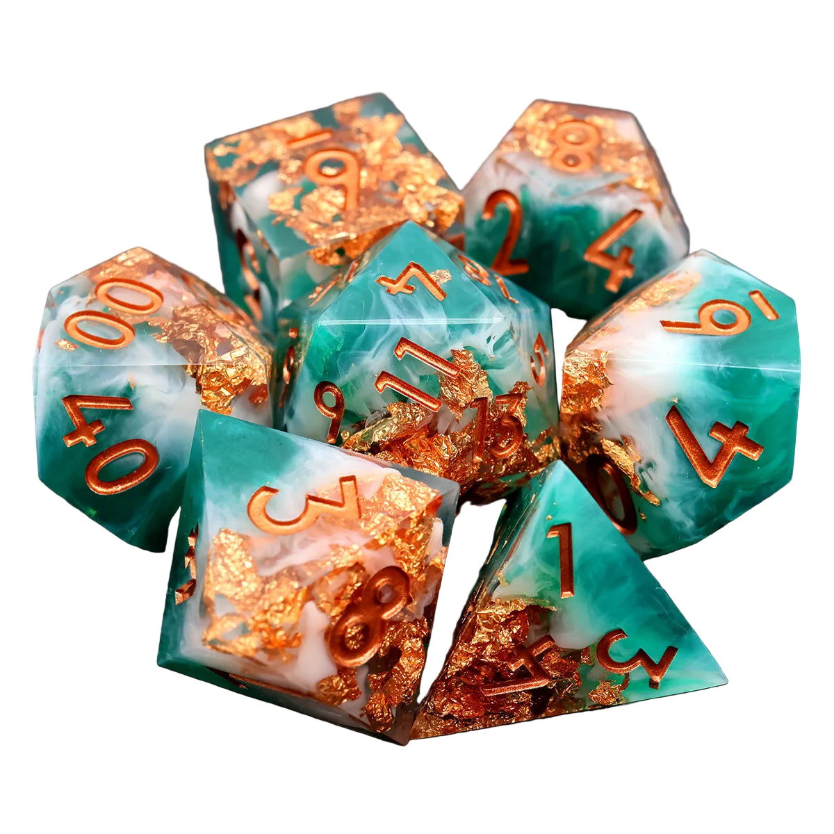 Gold Foil Resin DND Dice Set