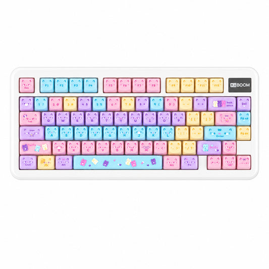 KiiBOOM Meow Pudding cat keycaps with RGB lighting