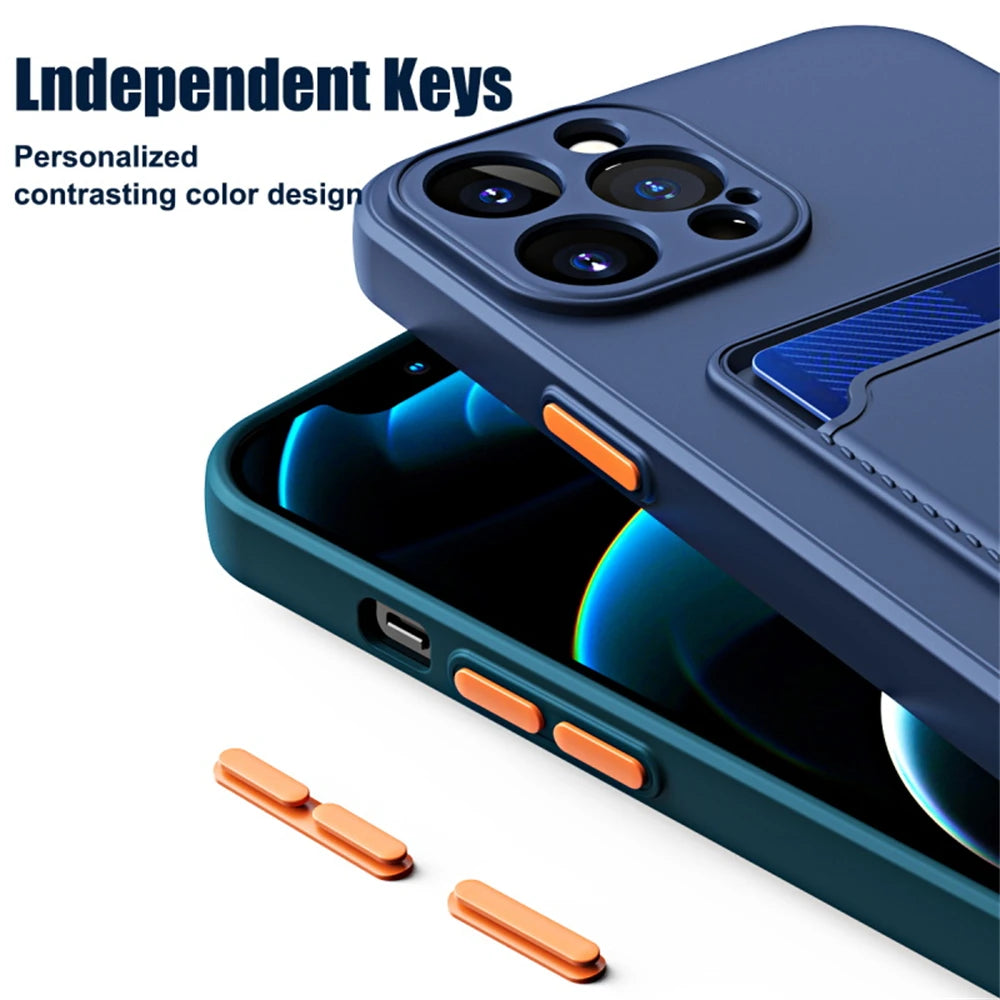 Luxury Soft Silicone Wallet Case - iPhone 15 Models