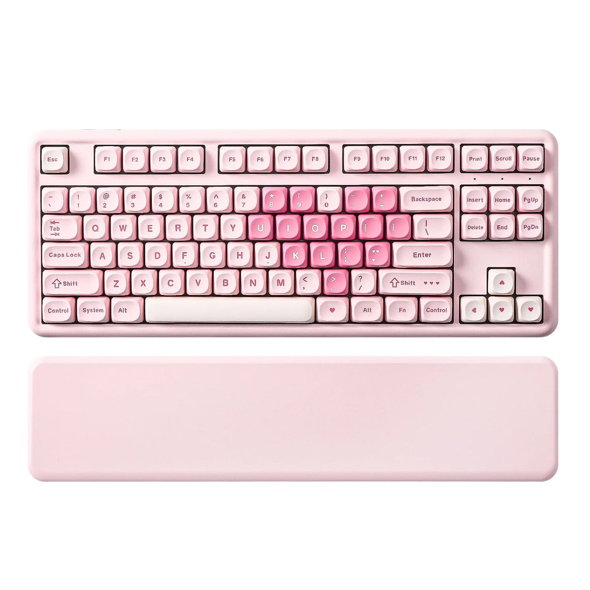 YUNZII B87 pink 87-key mechanical keyboard with wrist rest