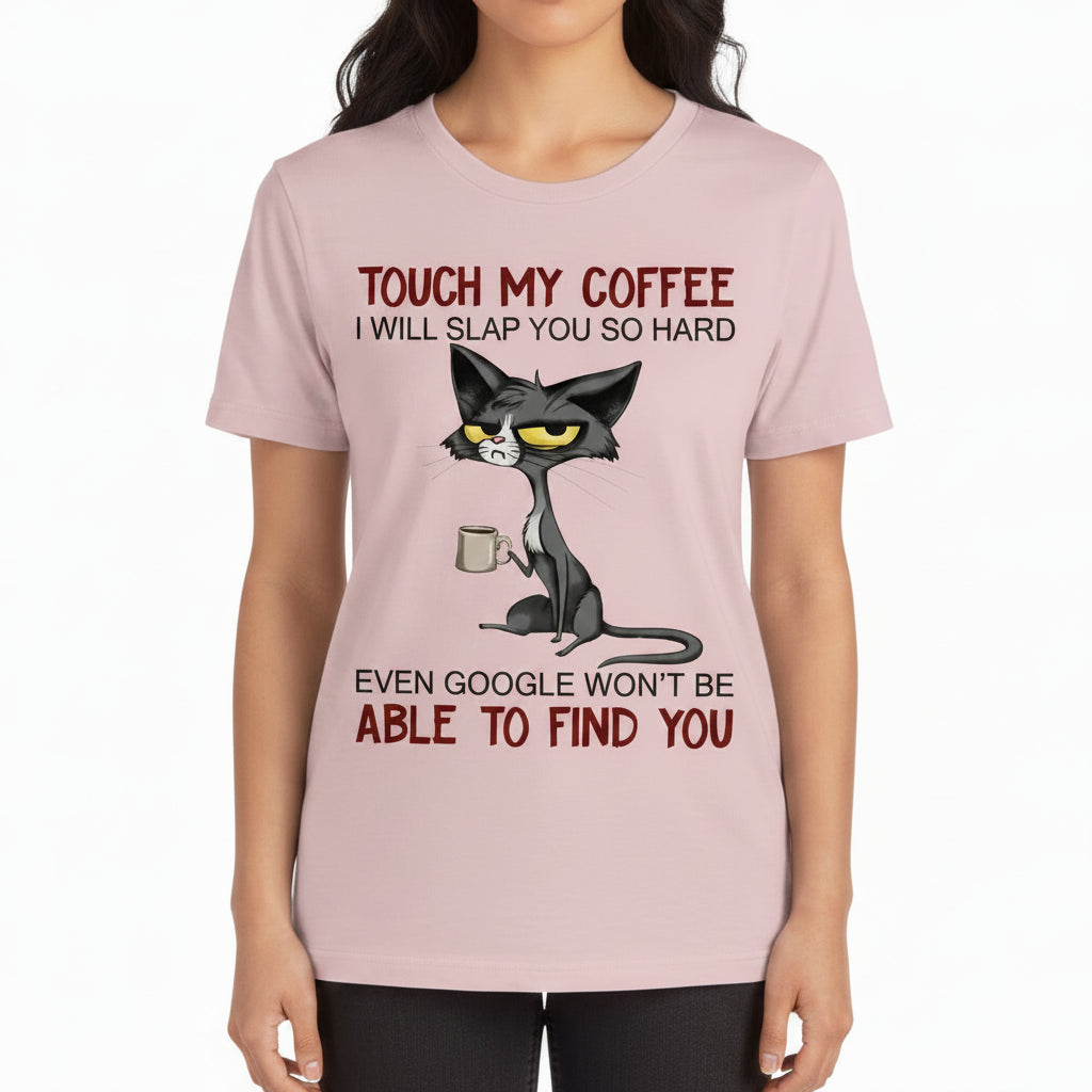 Touch My Coffee women's graphic T-shirt in pink