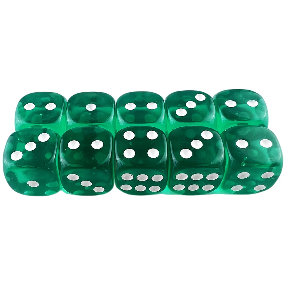 Green transparent D6 dice set