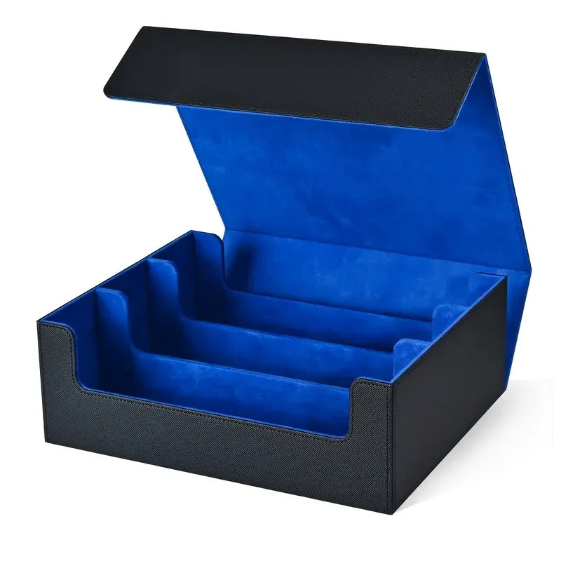 PU leather trading card storage box with three compartments
