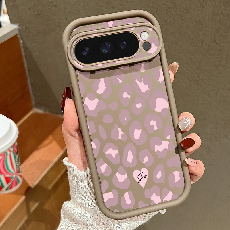 Brown and Pink leopard print Google Pixel phone case