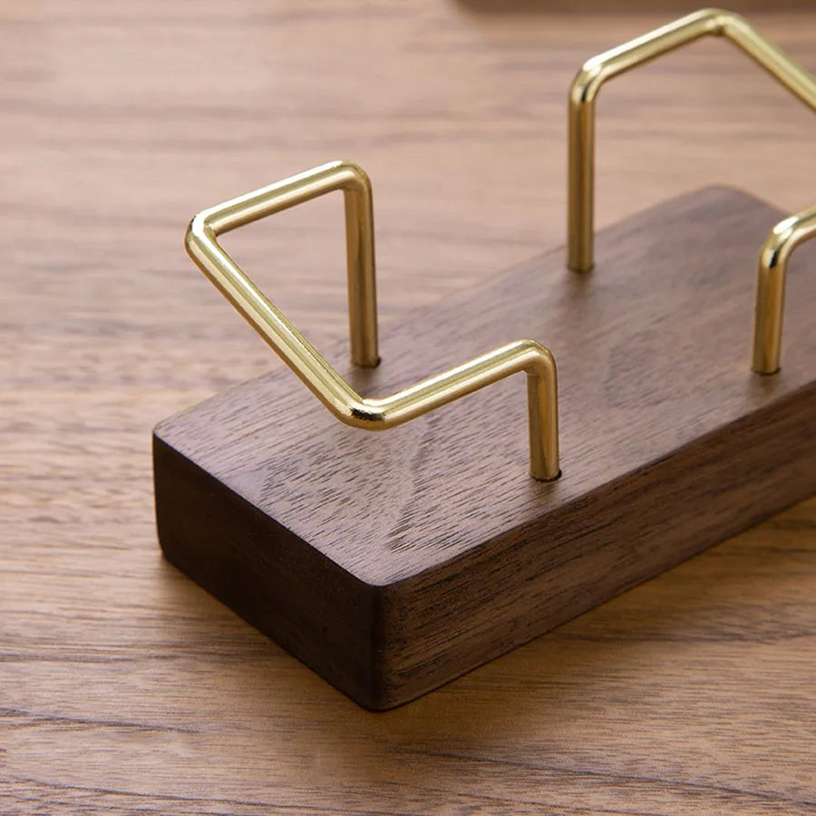 Wooden business card holder for desk