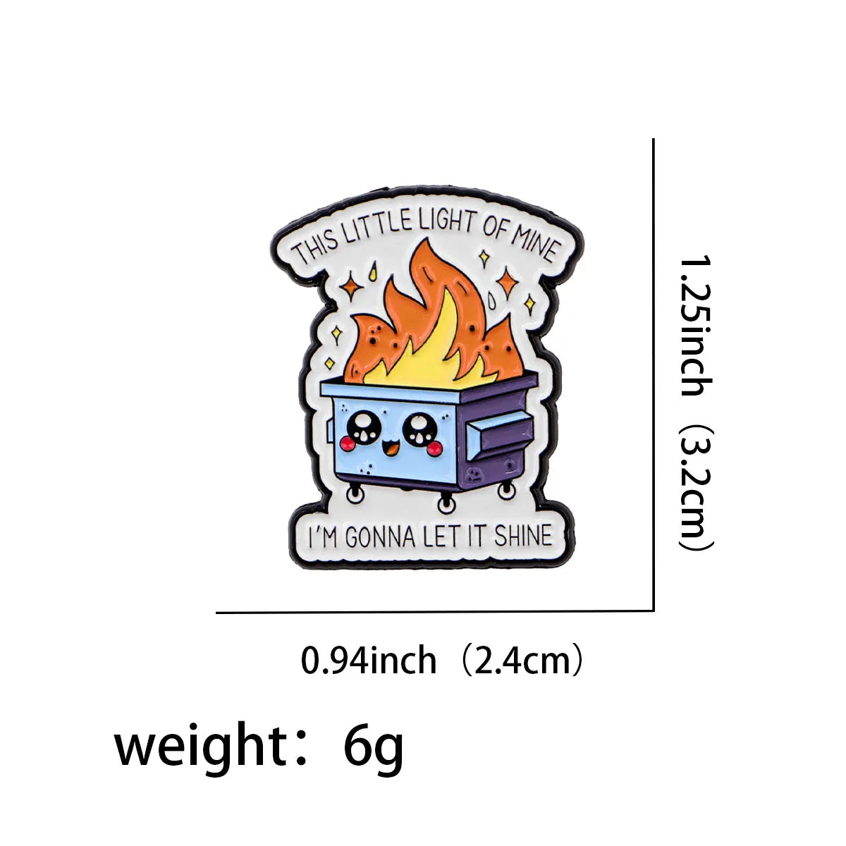 This Little Light of Mine enamel pin size