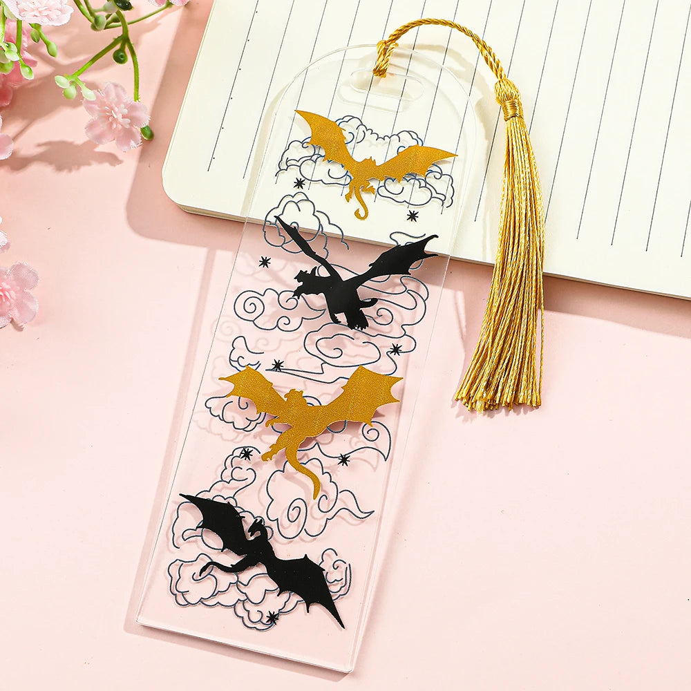 Fourth Wing Dragon Bookmark with Tassels
