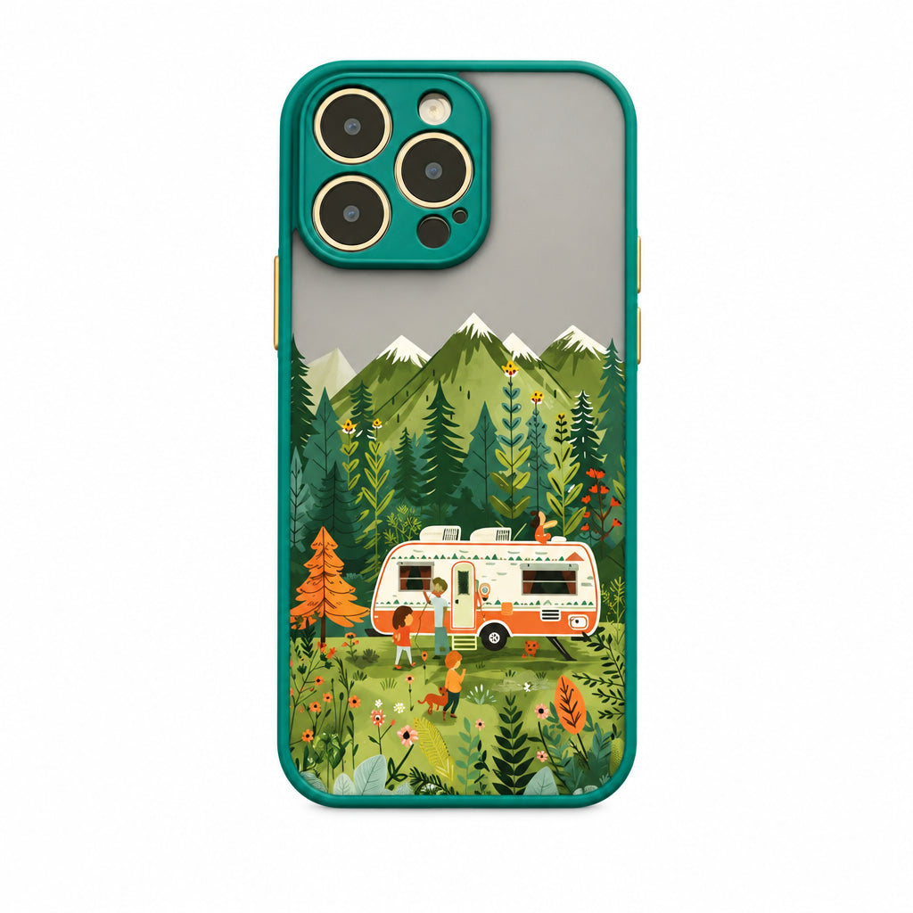 Mountain and forest camper van phone case