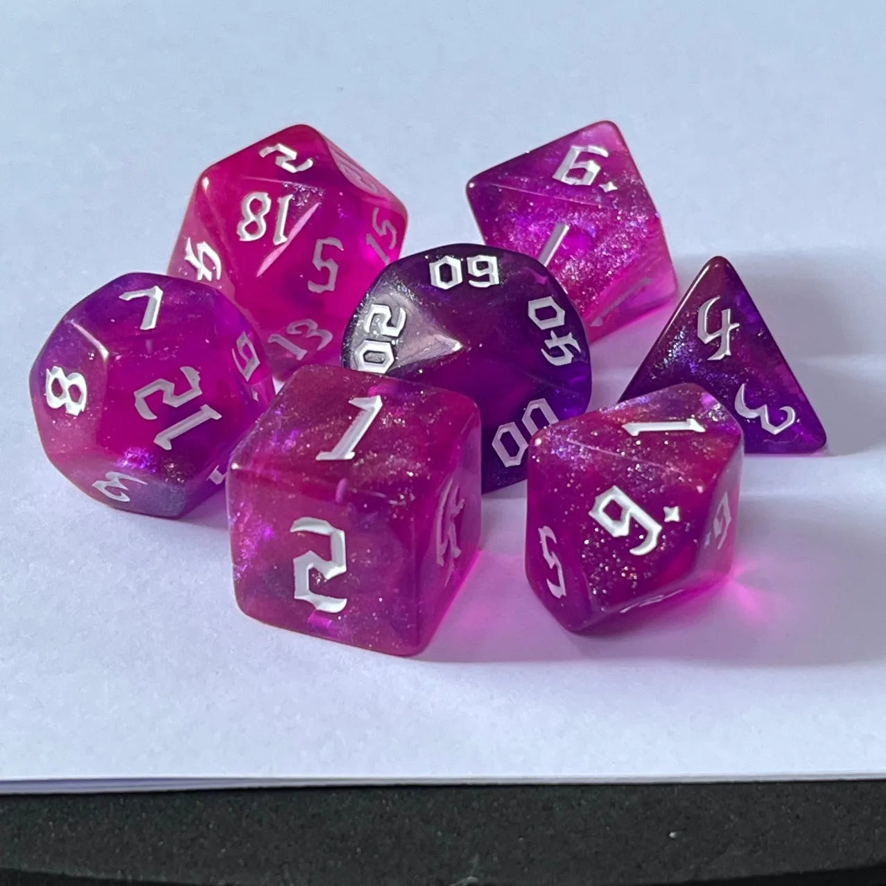 Colourful 7 Piece Resin Dice Sets