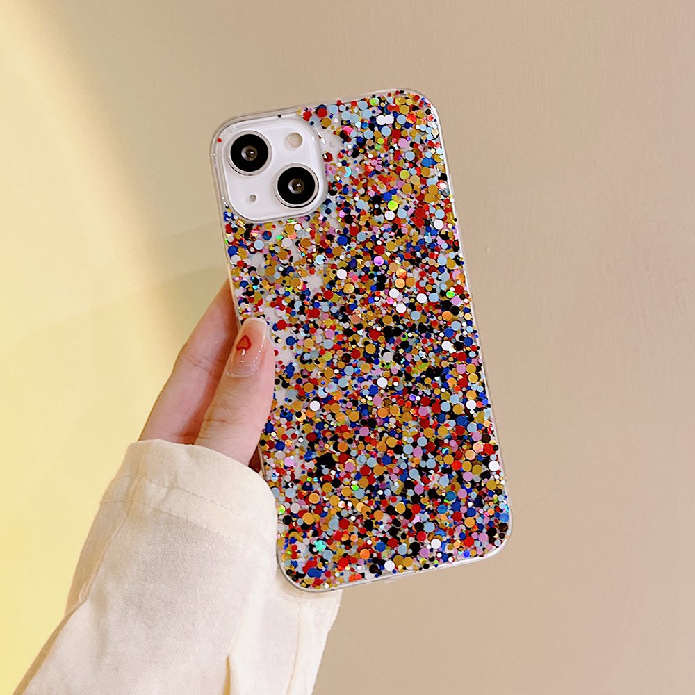 Round Glittery Sparkles Epoxy iPhone Case