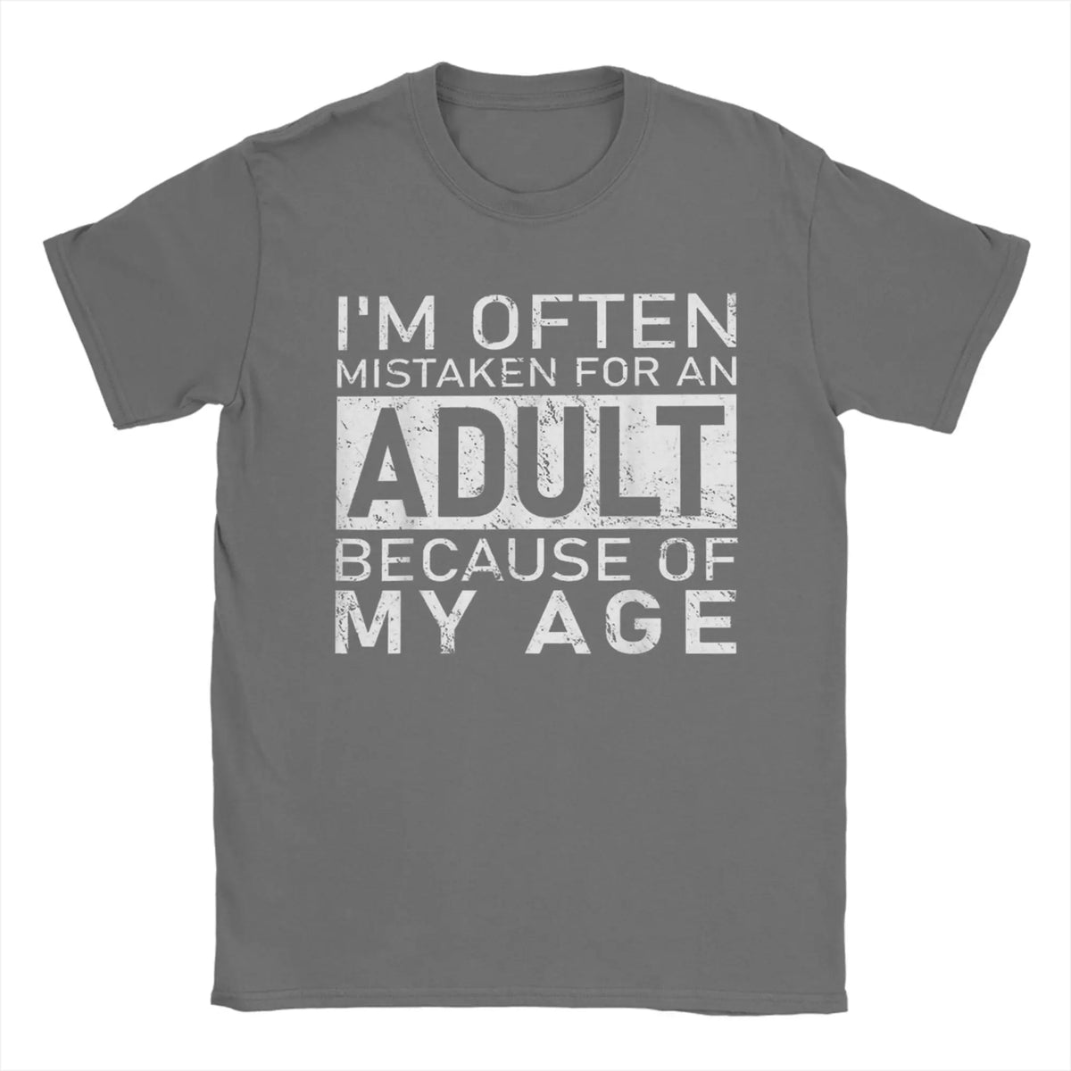 I'm Often Mistaken for an Adult graphic tee in grey