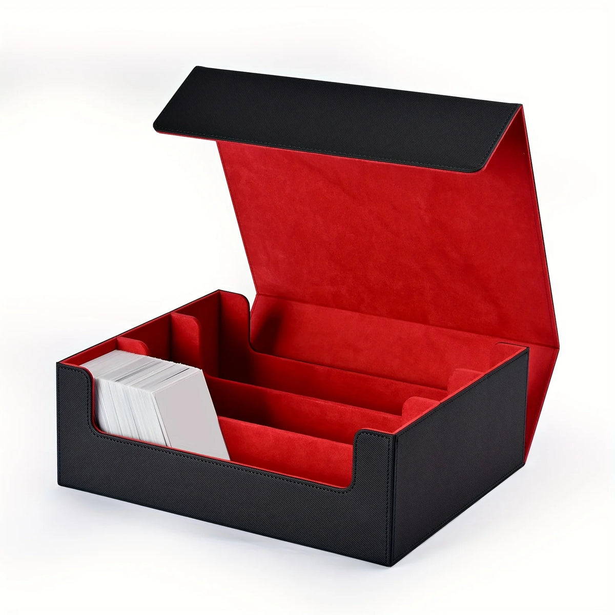 Red PU leather trading card storage box