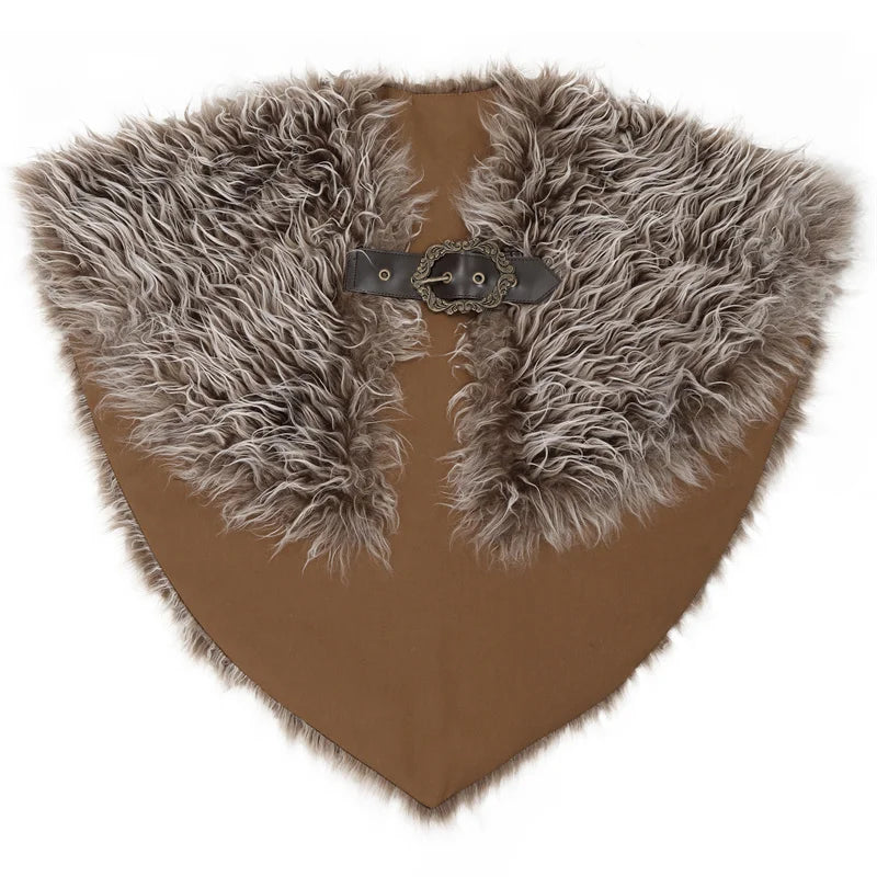 Viking Fur Collar Costume Cloak for Men