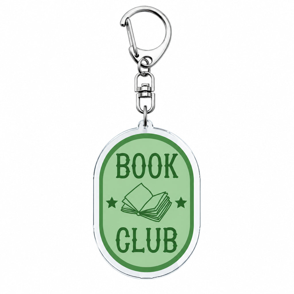 Keychain with 'Book Club' design on a white background