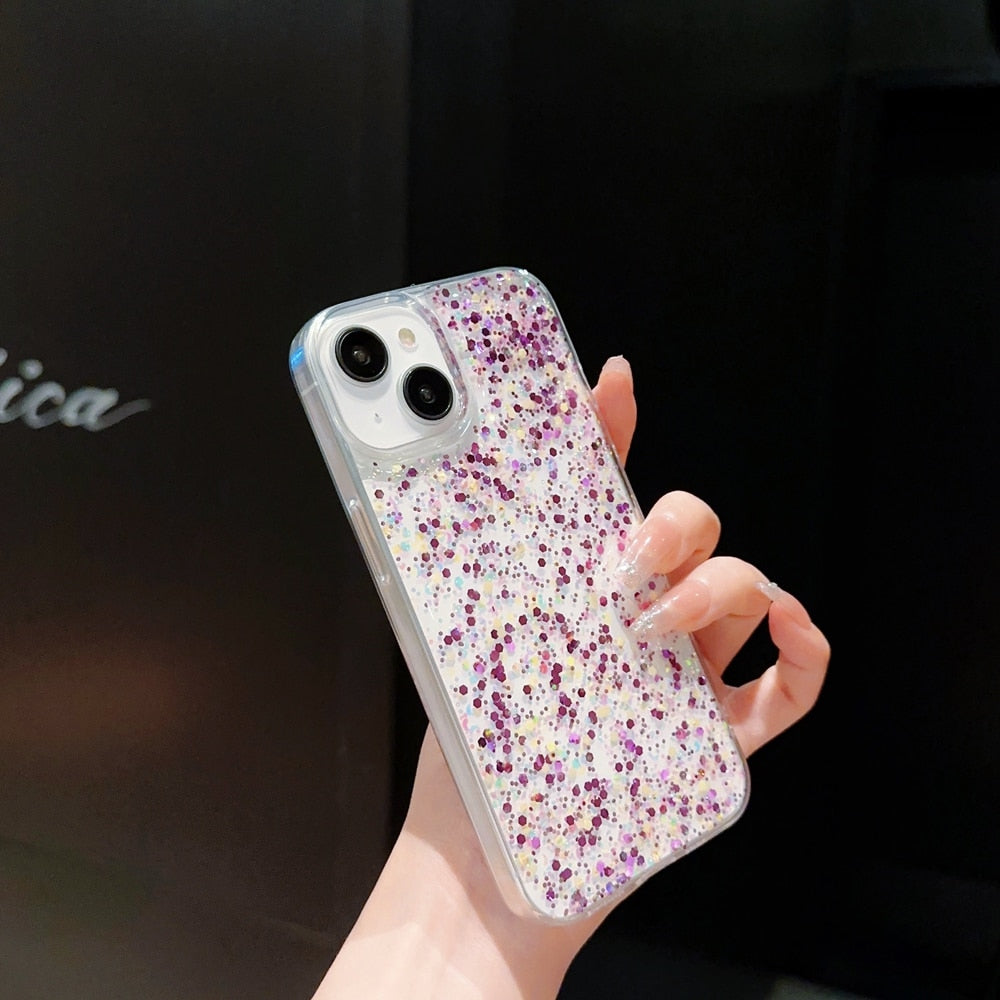 Round Glittery Sparkles Epoxy iPhone Case