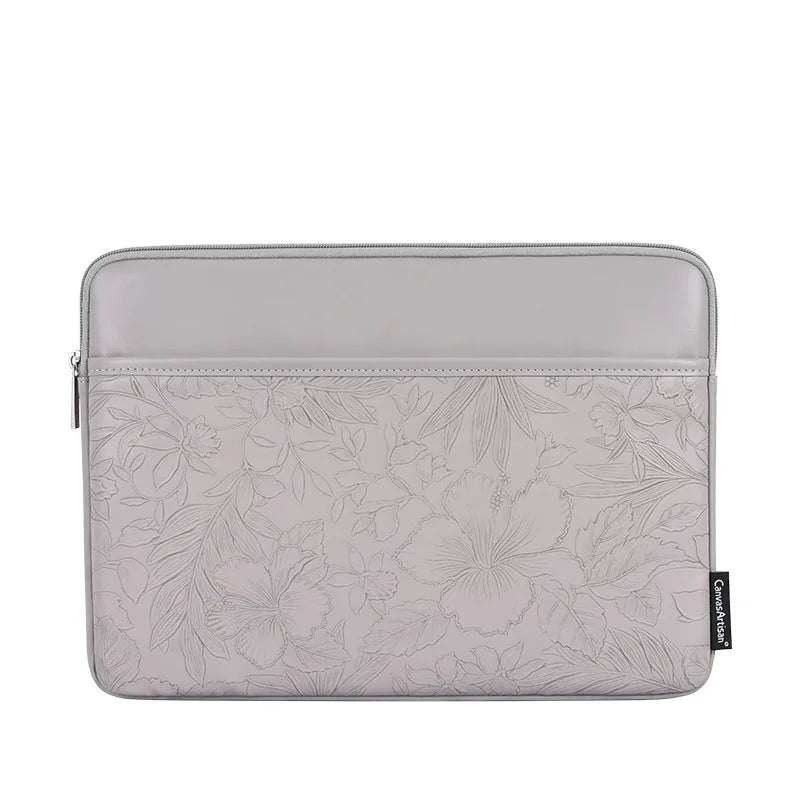Floral Embossed PU Leather Laptop Bag