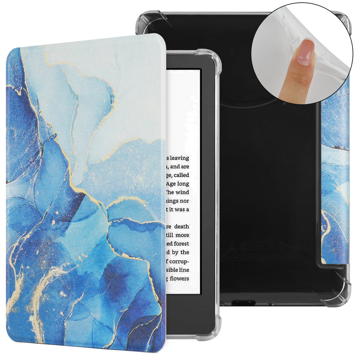 Blue Marble Kindle e-reader case with auto wake and sleep function