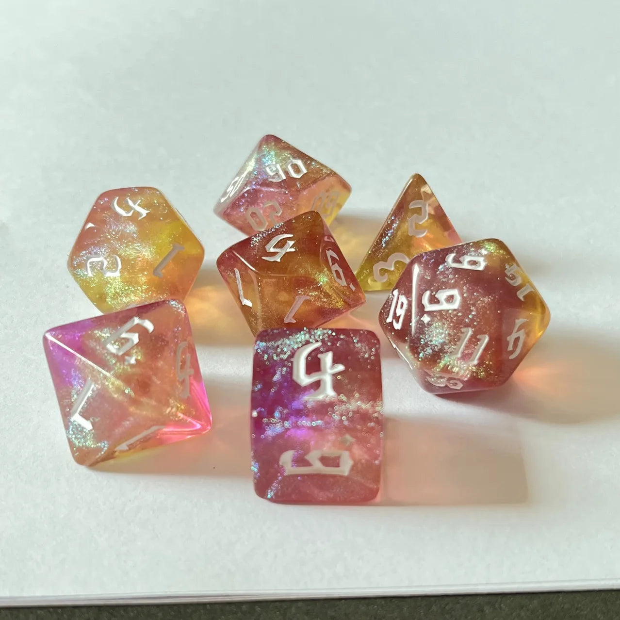Colourful 7 Piece Resin Dice Sets