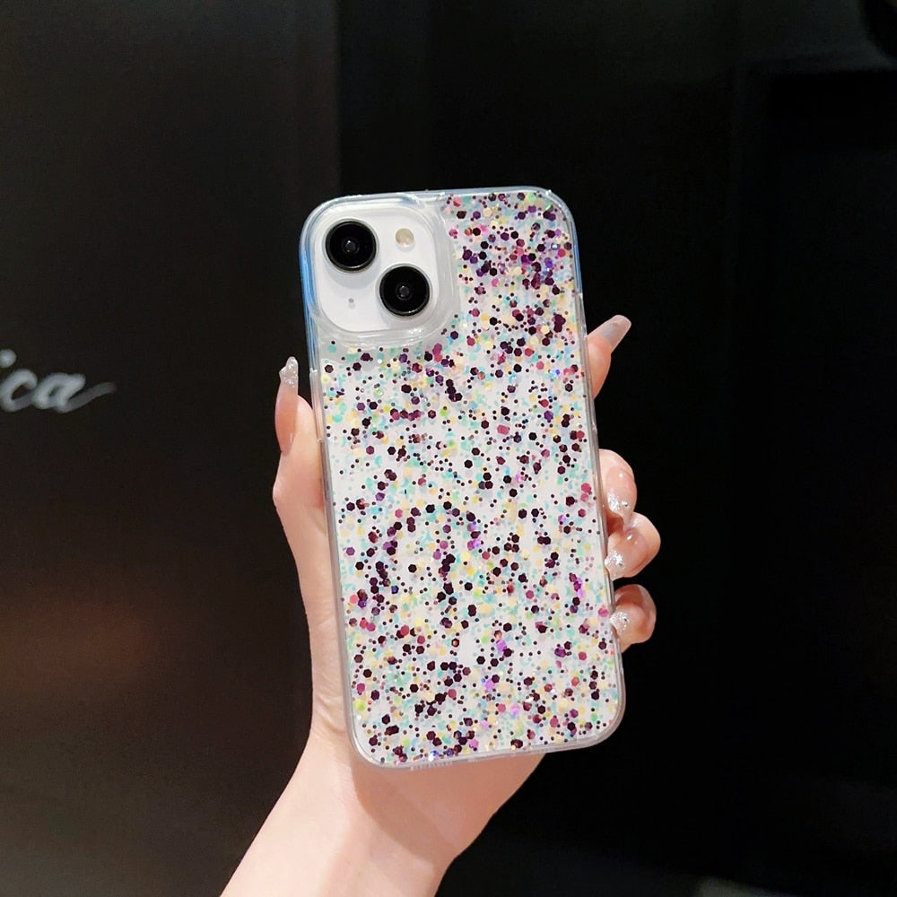 Round Glittery Sparkles Epoxy iPhone Case