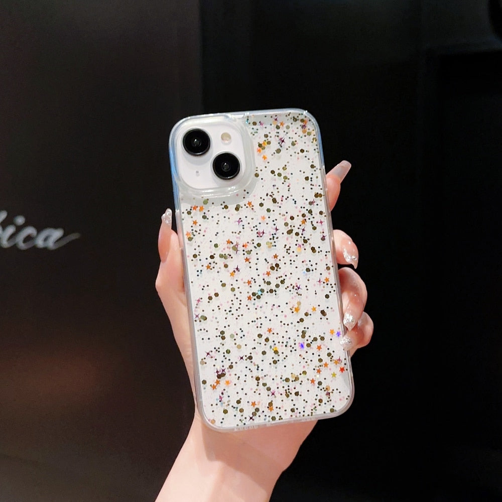Round Glittery Sparkles Epoxy iPhone Case