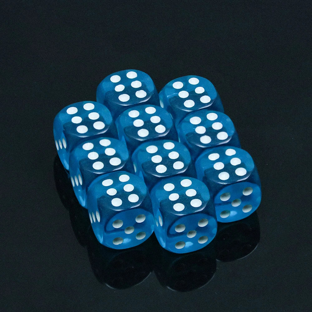Blue transparent D6 dice set