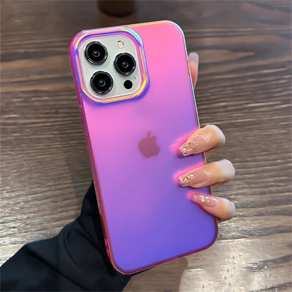 Colourful Laser Matte Silicone iPhone Case