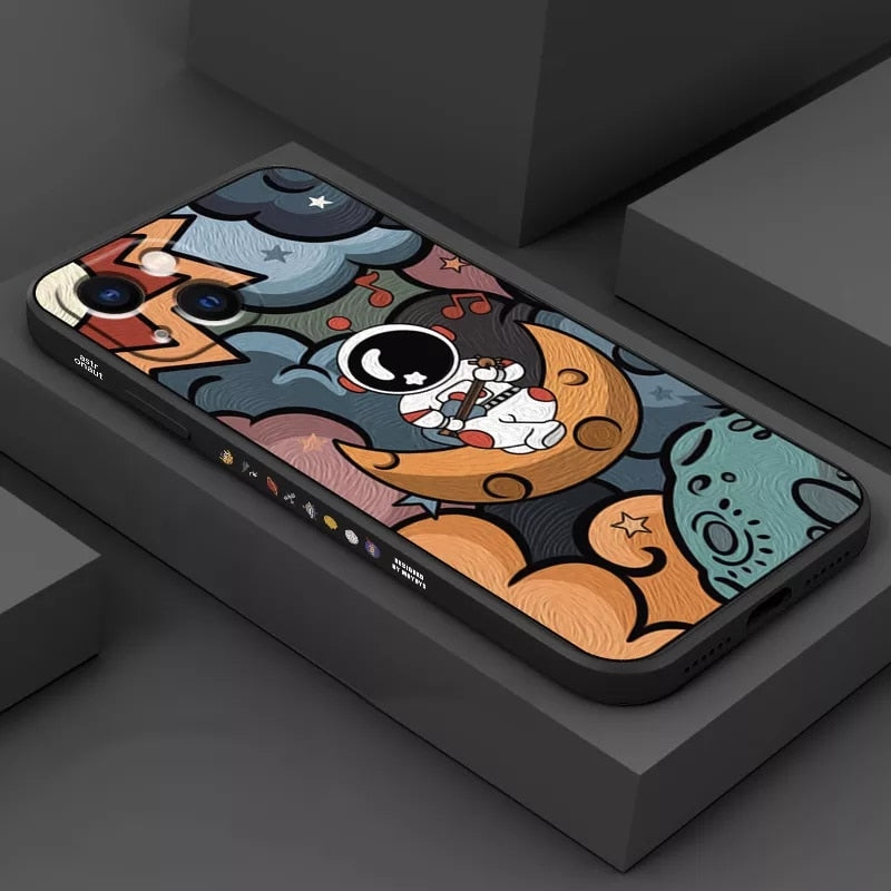 Cartoon Astronaut Samsung Galaxy Case - Black