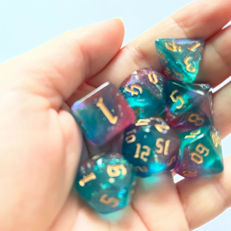 Colourful 7 Piece Resin Dice Sets