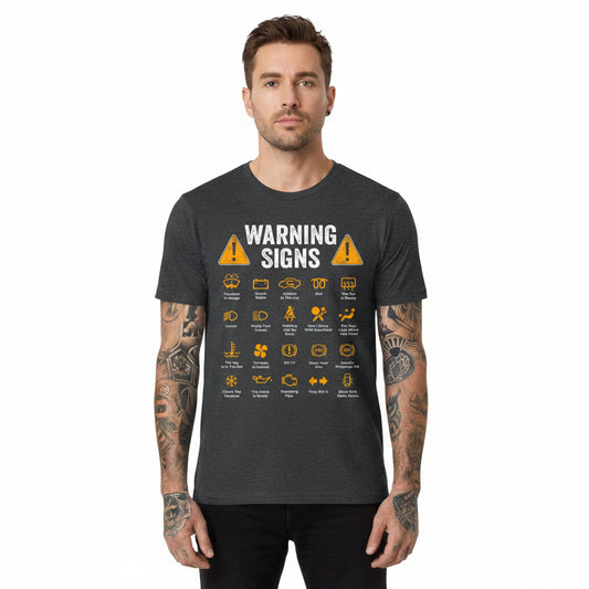 Warning Signs Funny Men's Graphic Tee