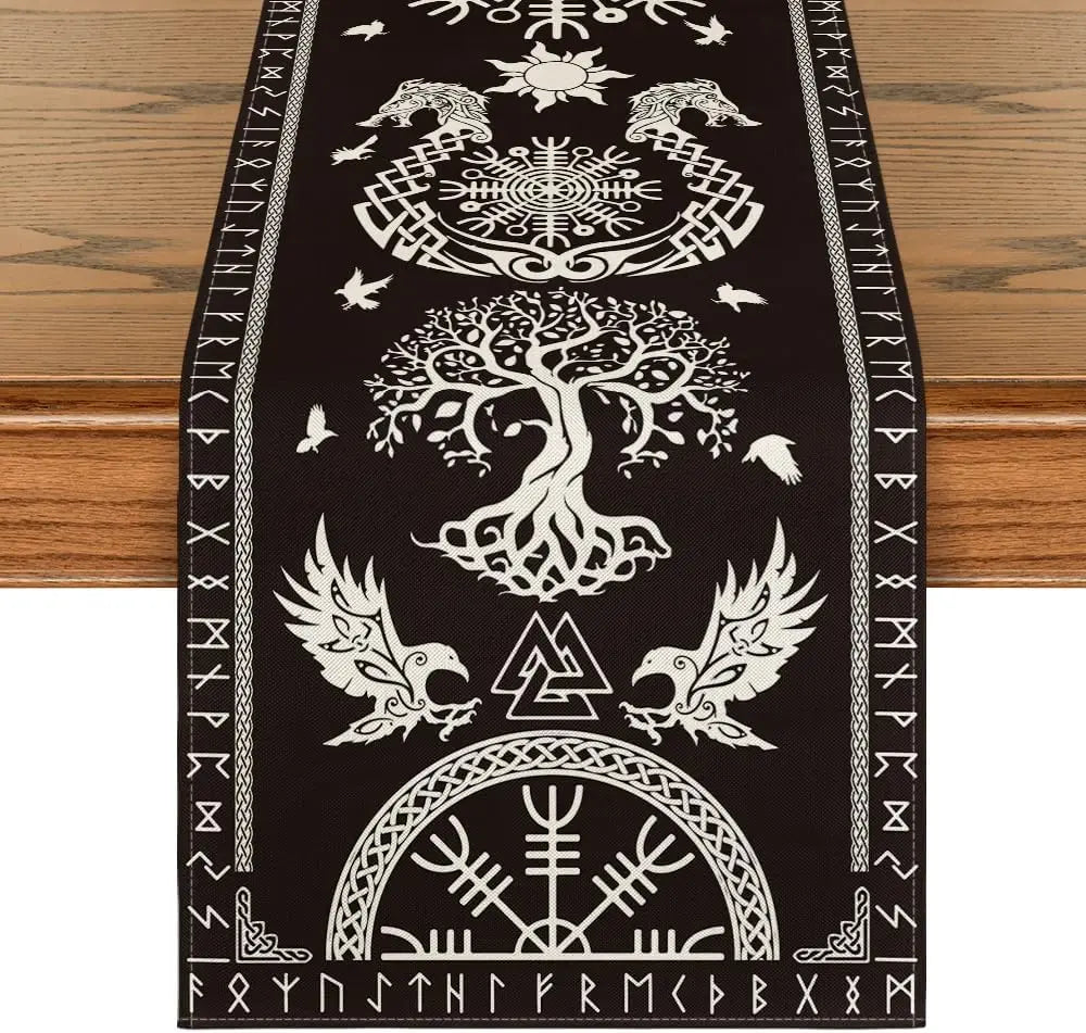 Vintage Viking Linen Table Runner