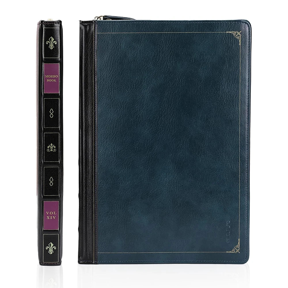 PU leather vintage book MacBook case blue