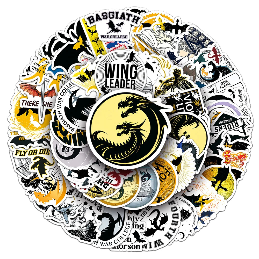 Fourth Wing Book Series Cartoon Stickers 10/30/50pcs