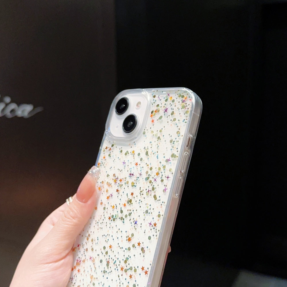 Round Glittery Sparkles Epoxy iPhone Case