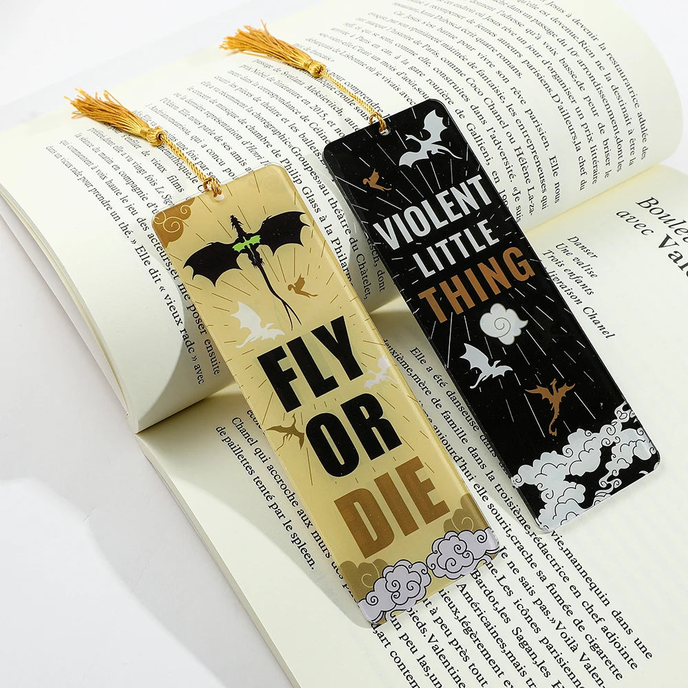 Fourth Wing Dragon Bookmark with Tassels