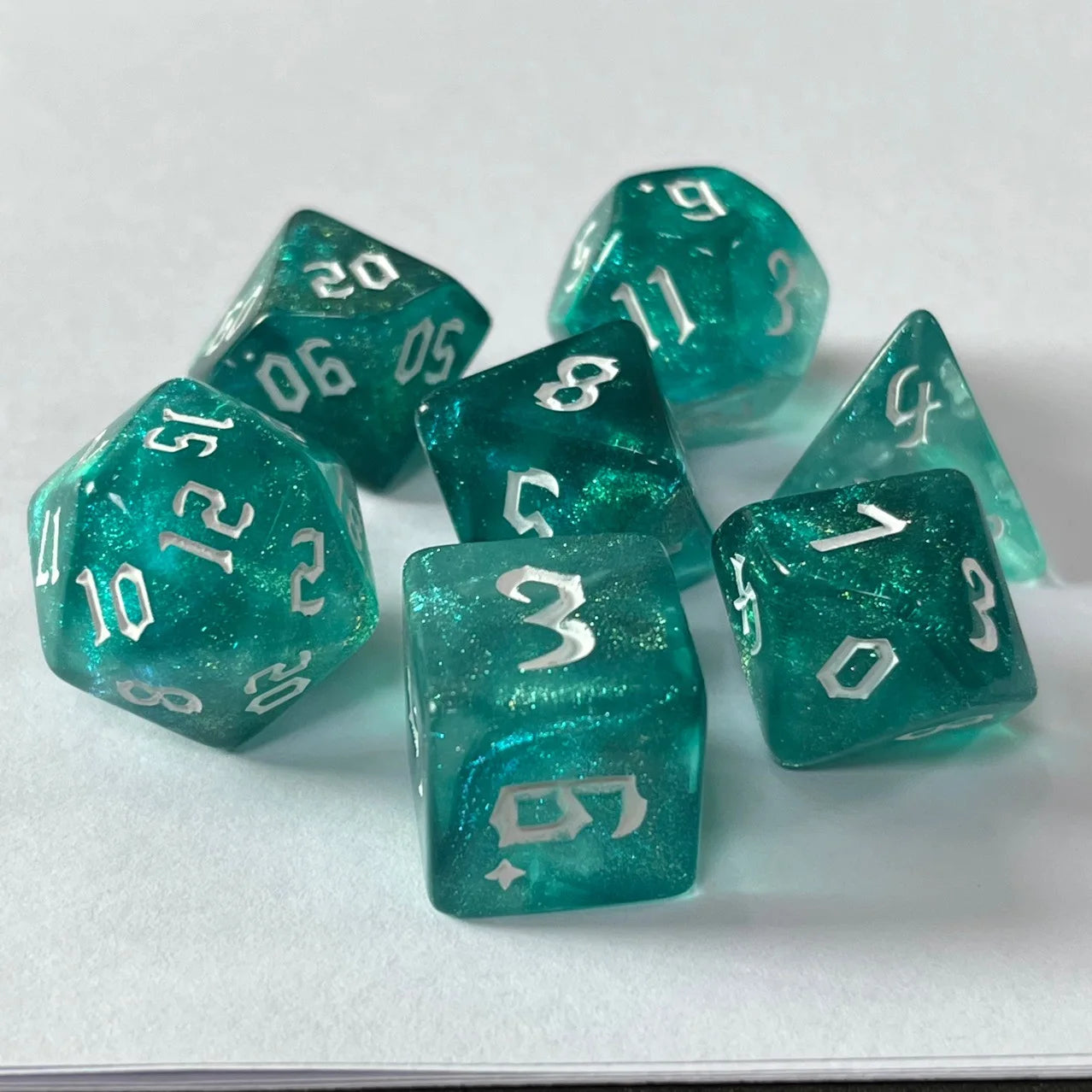 Colourful 7 Piece Resin Dice Sets