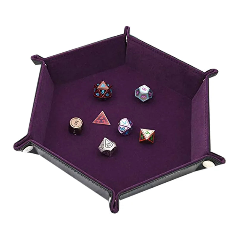 Folding Dice Tray – PU Leather & Velvet Rolling Tray