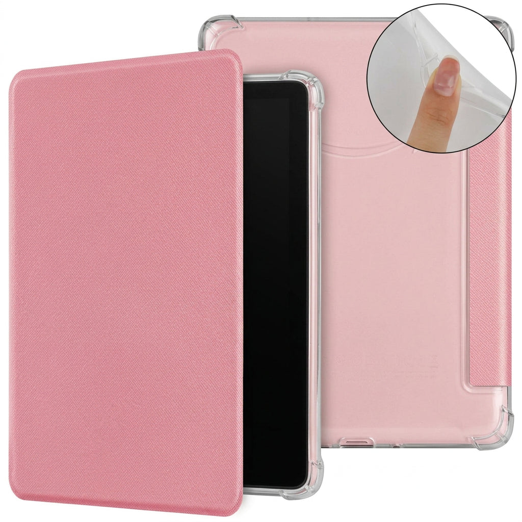 Kindle folio case in solid pastel pink.