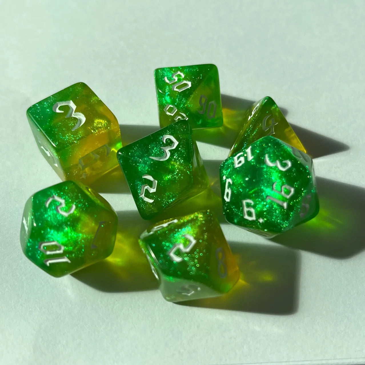 Colourful 7 Piece Resin Dice Sets