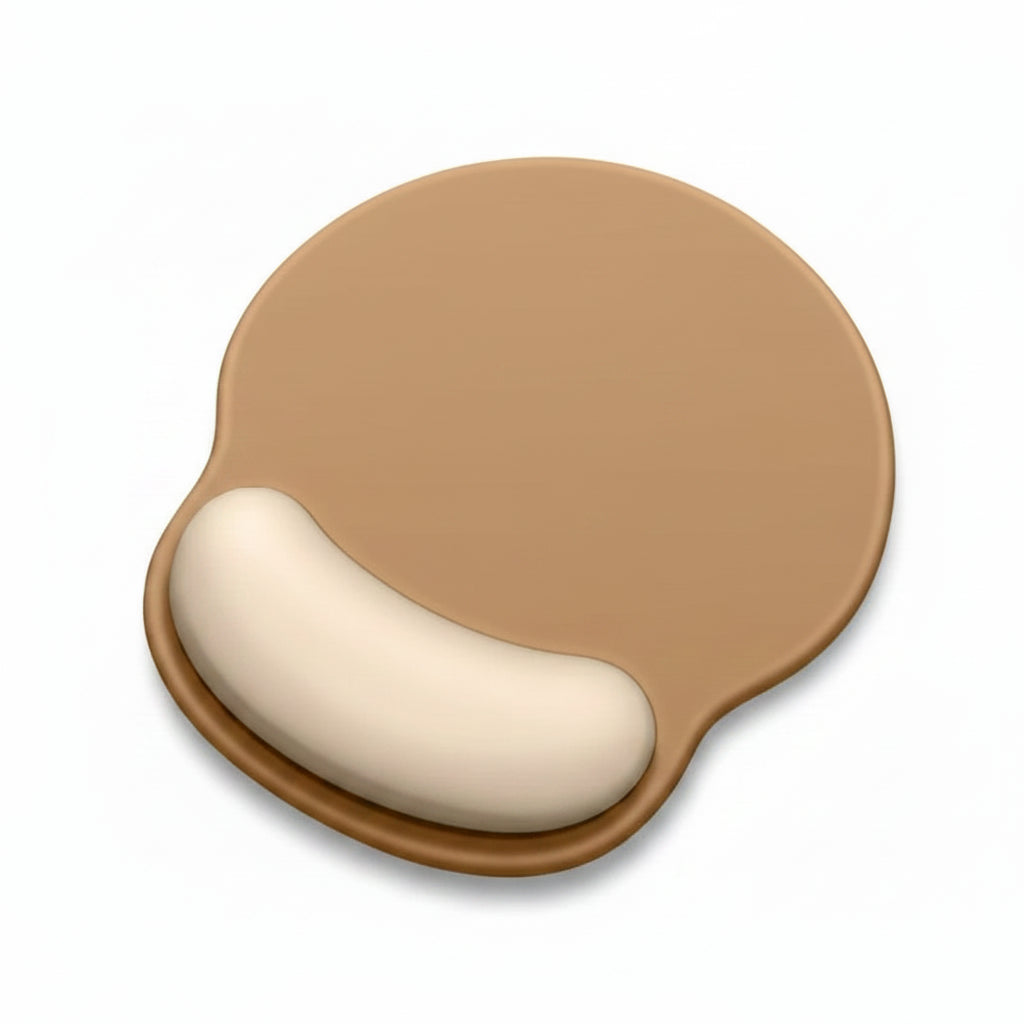 Ergonomic mouse pad with cushioned wrist support brown and beige