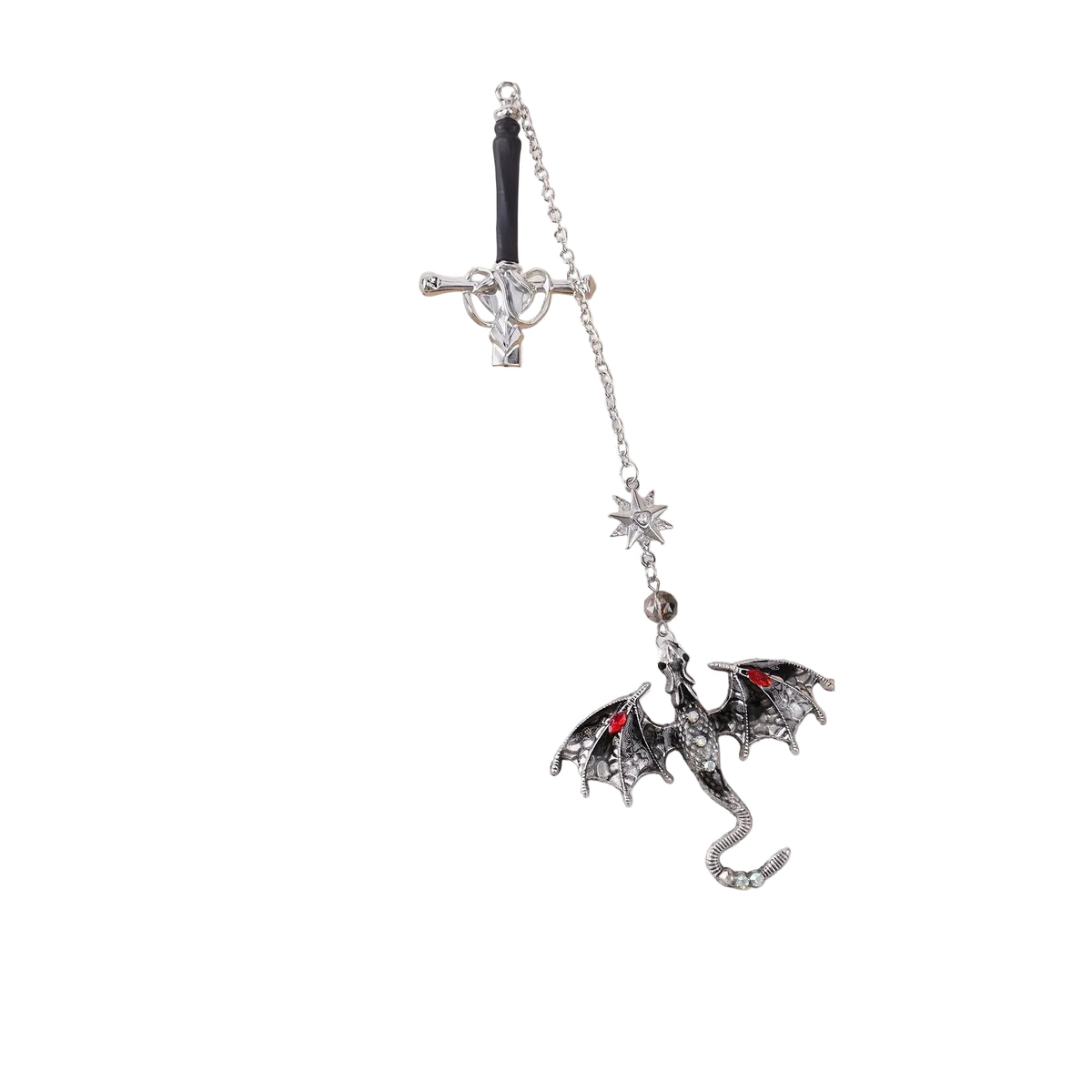 Sword dragon bookmark shown with books