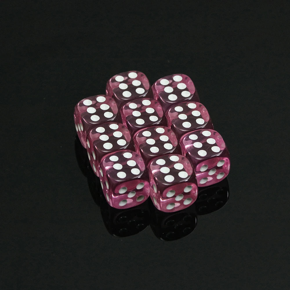 Pink transparent D6 dice set