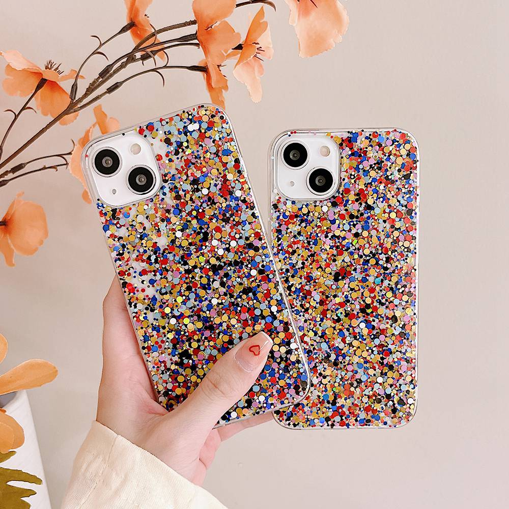 Round Glittery Sparkles Epoxy iPhone Case