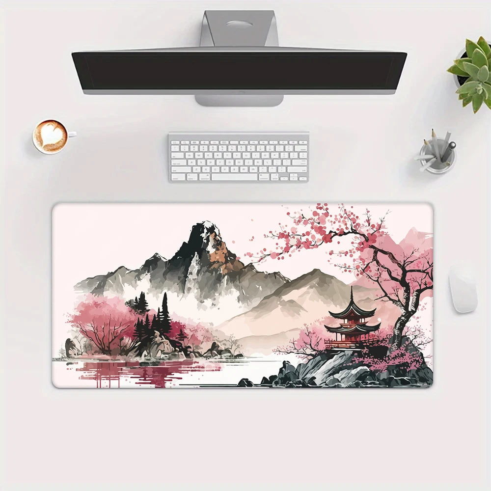Cherry Blossom Landscape Desk and Keyboard Mat