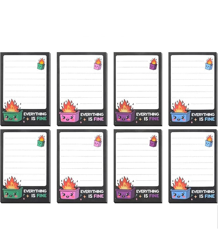 4-12pc Dumpster Fire Sarcastic Office Humour Sticky Note Pads